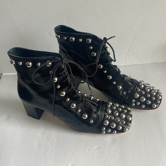 Zara - Limited Edition silver studded lace up heeled booties - size 39 - Picture 5 of 10